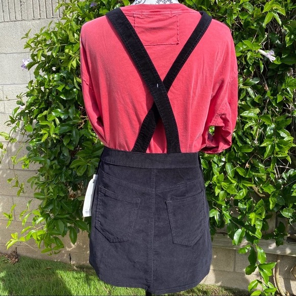 Vanilla Star Black Midi Corduroy Overall Skirt Jumper Size 3* - Picture 4 of 7